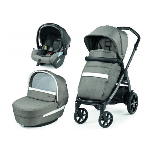 Carucior 3 in 1 Peg Perego Book, Lounge, 0 - 22 kg, City Grey, Gri / Alb, Culoare: Alb/Gri