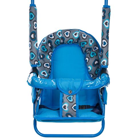 Leagan pentru copii, Top Kids, cu spatar reglabil si bara detasabila, Blue Hearts, Culoare: Albastru,poza 2
