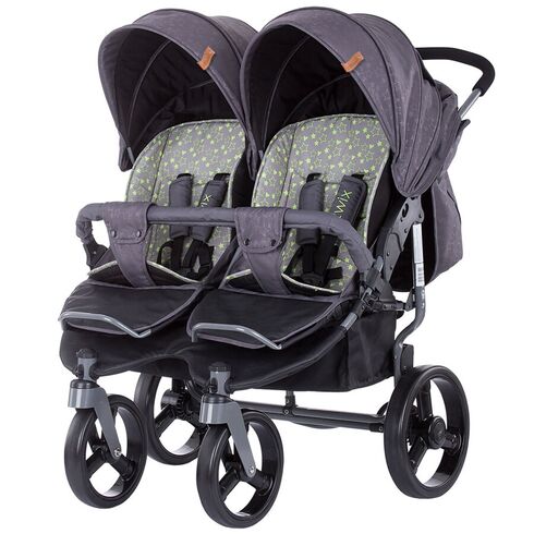Carucior gemeni Chipolino Twix graphite, Culoare: Gri  - ExclusivMAG.ro