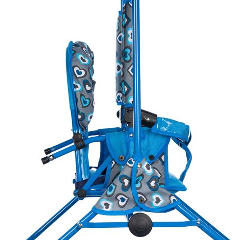 Leagan pentru copii, Top Kids, cu spatar reglabil si bara detasabila, Blue Hearts, Culoare: Albastru,poza 4