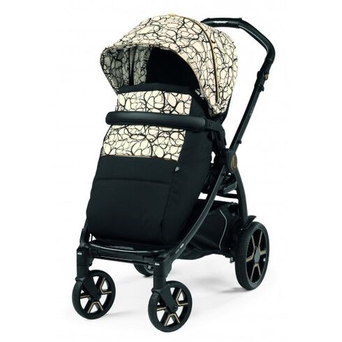 Carucior 3 in 1 Peg Perego Book, Primoviaggio SL, 0 - 22 kg, Graphic Gold, Negru / Bej, Culoare: Crem,poza 2