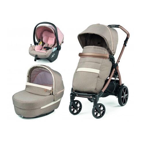 Carucior 3 in 1 Peg Perego Book, Lounge, 0 - 22 kg, Mon Amour, Bej / Roz, Culoare: Roz