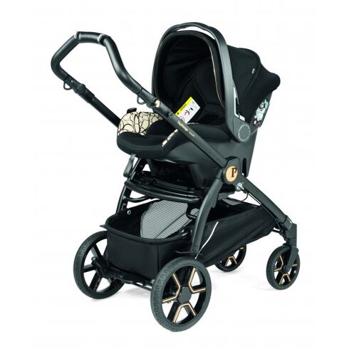 Carucior 3 in 1 Peg Perego Book, Primoviaggio SL, 0 - 22 kg, Graphic Gold, Negru / Bej, Culoare: Crem,poza 4