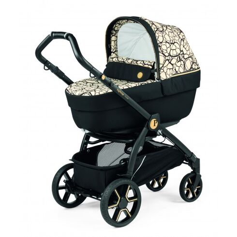 Carucior 3 in 1 Peg Perego Book, Primoviaggio SL, 0 - 22 kg, Graphic Gold, Negru / Bej, Culoare: Crem,poza 3