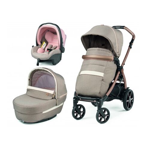 Carucior 3 in 1 Peg Perego Book, Primoviaggio SL, 0 - 22 kg, Mon Amour, Bej / Roz, Culoare: Roz