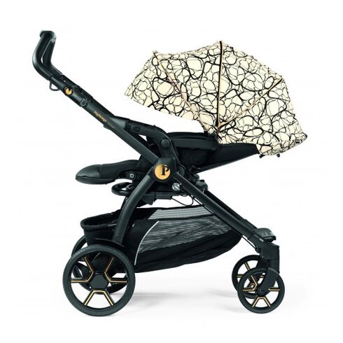 Carucior 3 in 1 Peg Perego Book, Primoviaggio SL, 0 - 22 kg, Graphic Gold, Negru / Bej, Culoare: Crem,poza 7