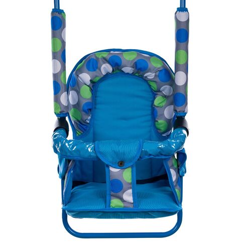 Leagan pentru copii, Top Kids, cu spatar reglabil si bara detasabila, Blue Dots, Culoare: Blue,poza 2