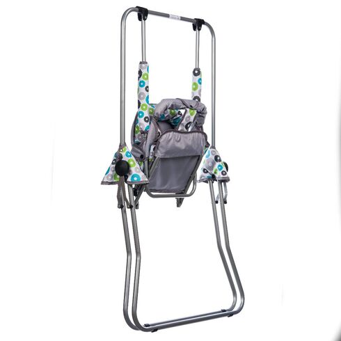 Leagan pentru copii, Top Kids, cu spatar reglabil, Grey Flowers, Culoare: Gri deschis,poza 5