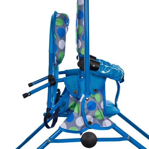 Leagan pentru copii, Top Kids, cu spatar reglabil si bara detasabila, Blue Dots, Culoare: Blue,poza 4