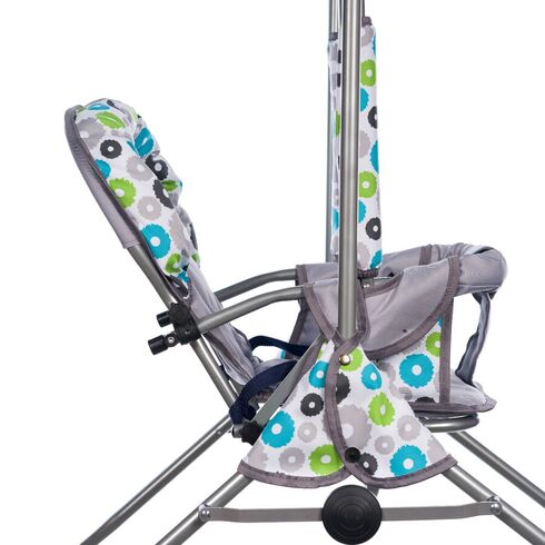 Leagan pentru copii, Top Kids, cu spatar reglabil, Grey Flowers, Culoare: Gri deschis,poza 4