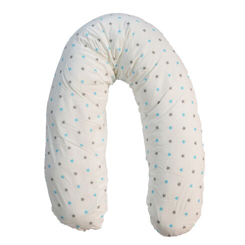 Perna De Alaptat Cu Husa Bumbac Si Umplutura Fibre De Silicon, EKO, 180cm - Turquoise Stars  - ExclusivMAG.ro