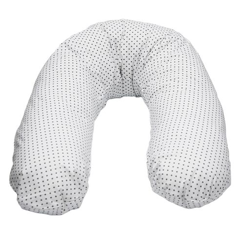 Perna De Alaptat Cu Husa Bumbac Si Umplutura Fibre De Silicon, EKO, 180cm - White Dot  - ExclusivMAG.ro