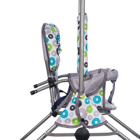 Leagan pentru copii, Top Kids, cu spatar reglabil, Grey Flowers, Culoare: Gri deschis,poza 3