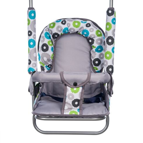 Leagan pentru copii, Top Kids, cu spatar reglabil, Grey Flowers, Culoare: Gri deschis,poza 2