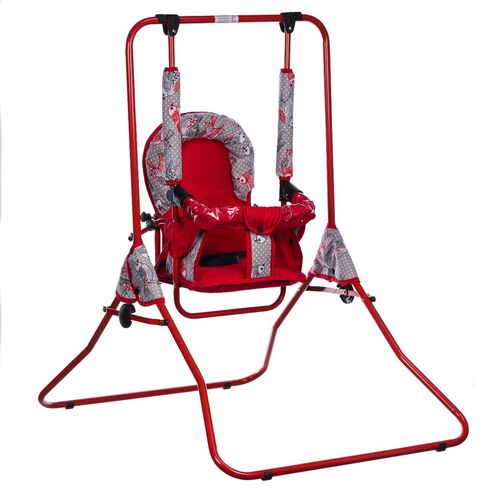 Leagan pentru copii, Top Kids, cu spatar reglabil si bara detasabila, Red Birds,poza 3