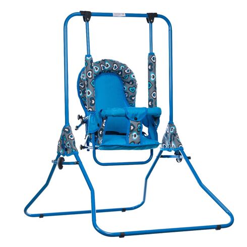 Leagan pentru copii, Top Kids, cu spatar reglabil, Blue Hearts, Culoare: Albastru,poza 3