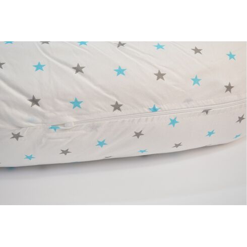 Perna De Alaptat Cu Husa Bumbac Si Umplutura Fibre De Silicon, EKO, 180cm - Turquoise Stars - poza 3 - ExclusivMAG.ro