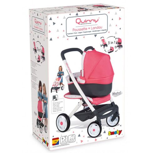 Carucior pentru papusi Smoby Quinny Combi 3 in 1 roz, Culoare: Roz,poza 8