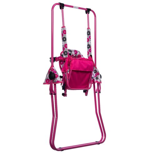 Leagan pentru copii, Top Kids, cu spatar reglabil si bara detasabila, Pink Flowers, Culoare: Roz,poza 6