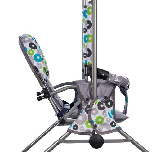 Leagan pentru copii, Top Kids, cu spatar reglabil si bara detasabila, Grey Flowers, Culoare: Gri,poza 5