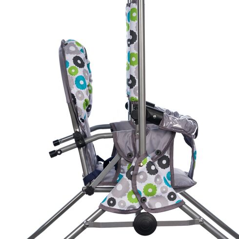 Leagan pentru copii, Top Kids, cu spatar reglabil si bara detasabila, Grey Flowers, Culoare: Gri,poza 4
