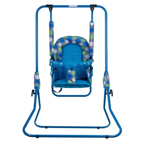 Leagan pentru copii, Top Kids, cu spatar reglabil si bara detasabila, Blue Dots, Culoare: Blue