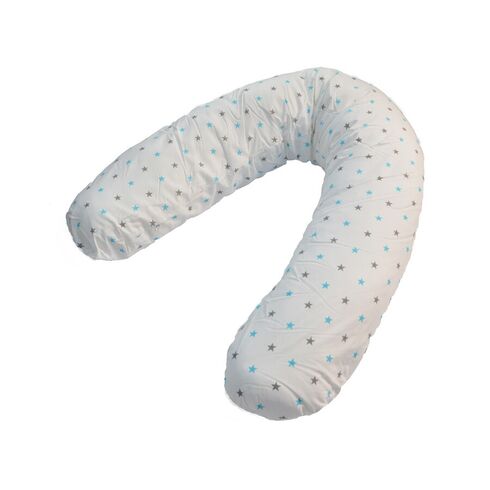 Perna De Alaptat Cu Husa Bumbac Si Umplutura Fibre De Silicon, EKO, 180cm - Turquoise Stars - poza 2 - ExclusivMAG.ro