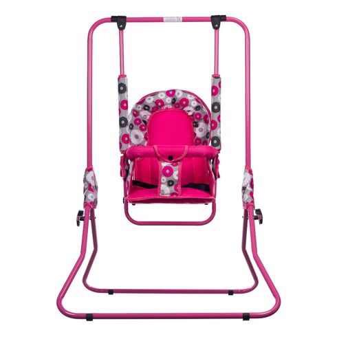 Leagan pentru copii, Top Kids, cu spatar reglabil, Pink Flowers, Culoare: Roz