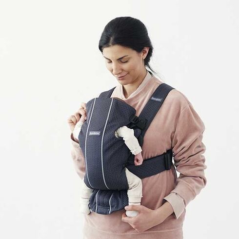 Marsupiu anatomic BabyBjorn Mini, cu pozitii multiple Anthracite, 3D Mesh, Culoare: Gri,poza 5