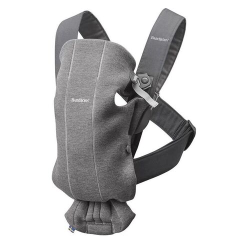 Marsupiu anatomic BabyBjorn Mini, cu pozitii multiple Dark Grey, 3D Jersey, Culoare: Gri