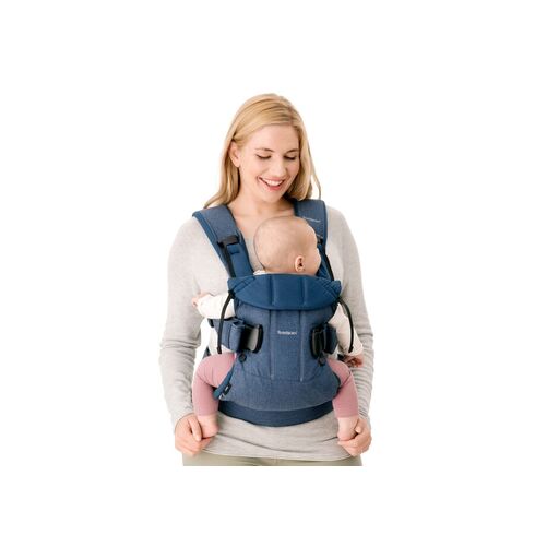 Marsupiu anatomic One BabyBjorn, cu pozitii multiple de purtare Denim Midnight Blue, Bumbac, Culoare: Albastru - poza 4 - ExclusivMAG.ro