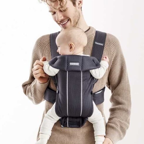 Marsupiu anatomic BabyBjorn Mini, cu pozitii multiple Anthracite, 3D Mesh, Culoare: Gri,poza 4