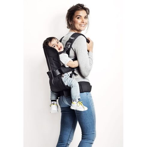 Marsupiu anatomic One BabyBjorn, cu pozitii multiple de purtare Denim Grey, Bumbac, Culoare: Gri,poza 3