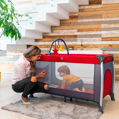 Patut pliant aluminiu 2 niveluri Juju Sweet Naps, Rosu-Gri, Culoare: Gri/Rosu - poza 8 - ExclusivMAG.ro