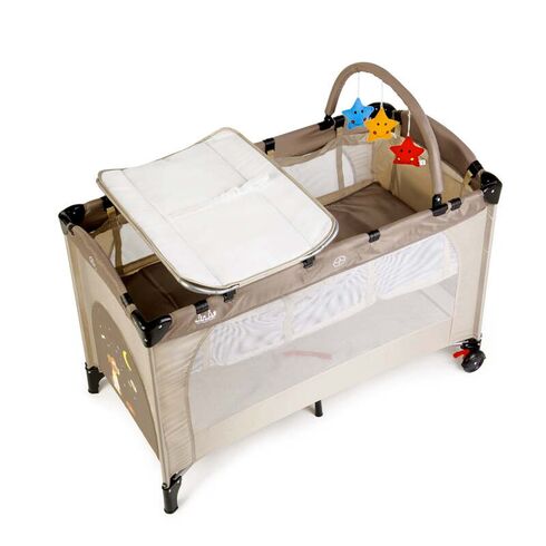 Patut pliant 2 niveluri Juju Sleepy Baby, Sweet Dreams, Culoare: Crem, Dimensiuni: 120x60,poza 2