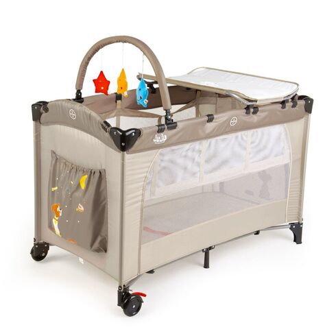 Patut pliant 2 niveluri Juju Sleepy Baby, Sweet Dreams, Culoare: Crem, Dimensiuni: 120x60,poza 3
