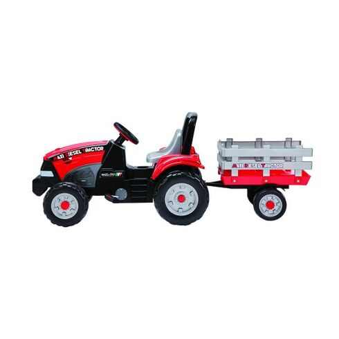 Tractor Peg Perego Maxi Diesel, w/trailer, 2 ani +, Rosu / Negru  - ExclusivMAG.ro