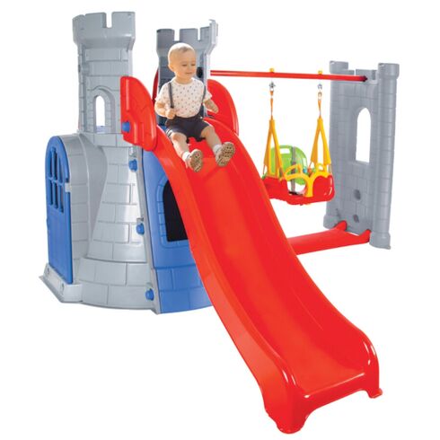 Centru de joaca Pilsan Castle Slide and Swing Set grey - poza 4 - ExclusivMAG.ro