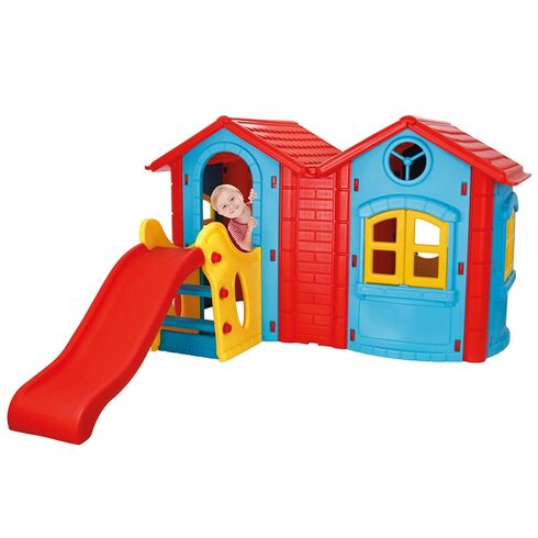 Casuta cu tobogan pentru copii Pilsan Double Happy House blue,poza 3