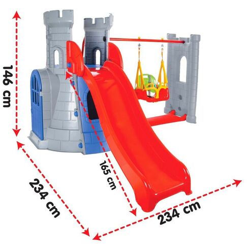 Centru de joaca Pilsan Castle Slide and Swing Set grey - poza 3 - ExclusivMAG.ro