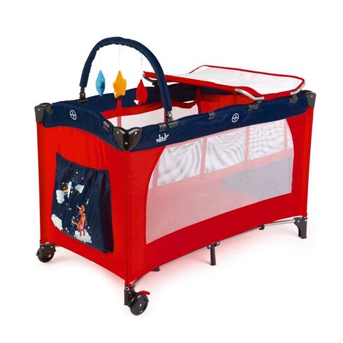 Patut pliant 2 niveluri Juju Sleepy Baby, Sweet Dreams, Culoare: Rosu, Dimensiuni: 120x60