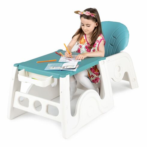 Scaun de masa transformabil Juju Eat&Play V2, Turcoaz, Culoare: Turquoise,poza 8