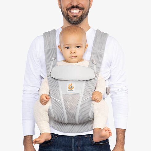 Marsupiu OMNI Breeze Pearl Grey Ergobaby, Culoare: Gri deschis - poza 5 - ExclusivMAG.ro