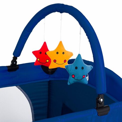 Patut pliant 2 niveluri Juju Sleepy Baby, Space Adventure, Culoare: Albastru, Dimensiuni: 120x60,poza 5