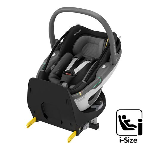 Cos Auto I-Size Coral 360 + Baza FamilyFix 360 Maxi-Cosi Essential Black, Culoare: Negru, Grupa: 0-13kg (0 luni - 12 luni)