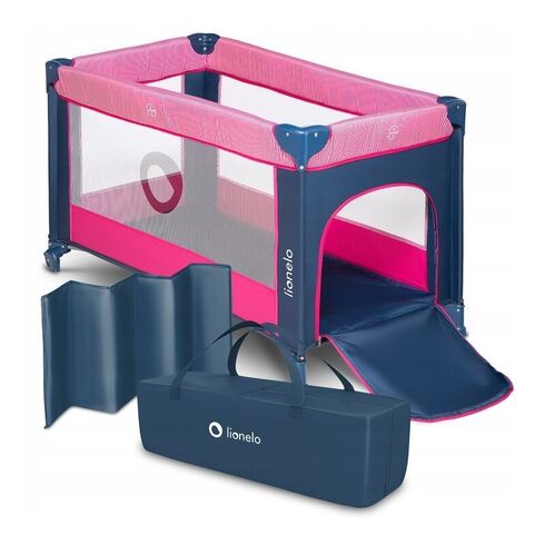 Patut pliant cu un nivel Lionelo Stefi Rose din Metal, Poliester, 120x60 cm, Roz, Culoare: Roz, Dimensiuni: 120x60