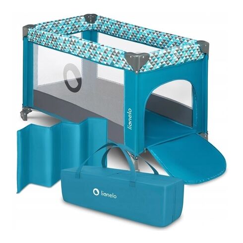 Patut pliant cu un nivel Lionelo Stefi din Metal, Poliester, 120x60 cm, Turquoise, Culoare: Turquoise, Dimensiuni: 120x60