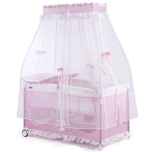 Patut pliabil Chipolino Sahara peony pink, Culoare: Roz, Dimensiuni: 120x60,poza 3