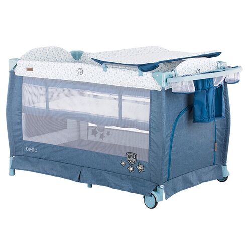 Patut pliabil Chipolino Bella blue linen, Culoare: Albastru, Dimensiuni: 120x60