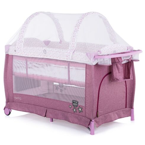 Patut pliabil Chipolino Bella orchid linen, Culoare: Turquoise, Dimensiuni: 120x60,poza 4